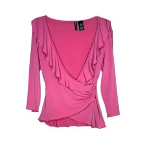 Mixit Vibrant Pink Ruffle Blouse
